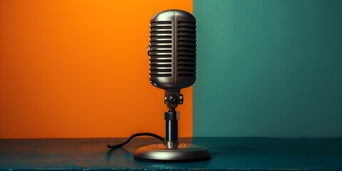 Retro Microphone for Podcasting and Broadcasting in Arts and Culture Studio