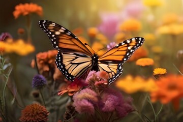 Naklejka premium butterfly on flower