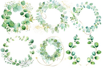 watercolor green eucalyptus wreath