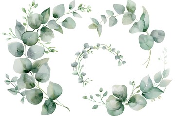 watercolor green eucalyptus wreath