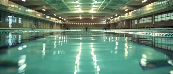 An empty swimming pool lane, representing the discipline and dedication of competitive swimmers.
