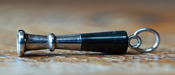 Naklejka premium A simple, unadorned whistle, symbolizing authority and professionalism in sports officiating.