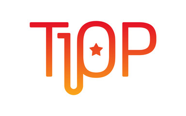 Red-orange top 10 logo on white background. star top 10 concept