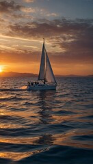 Fototapeta premium Sailboat at sunset