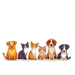 Pet Pals Corner Friendly animals with inviting colors for pet community.BACKGROUND WHITE_4096x4096.eps