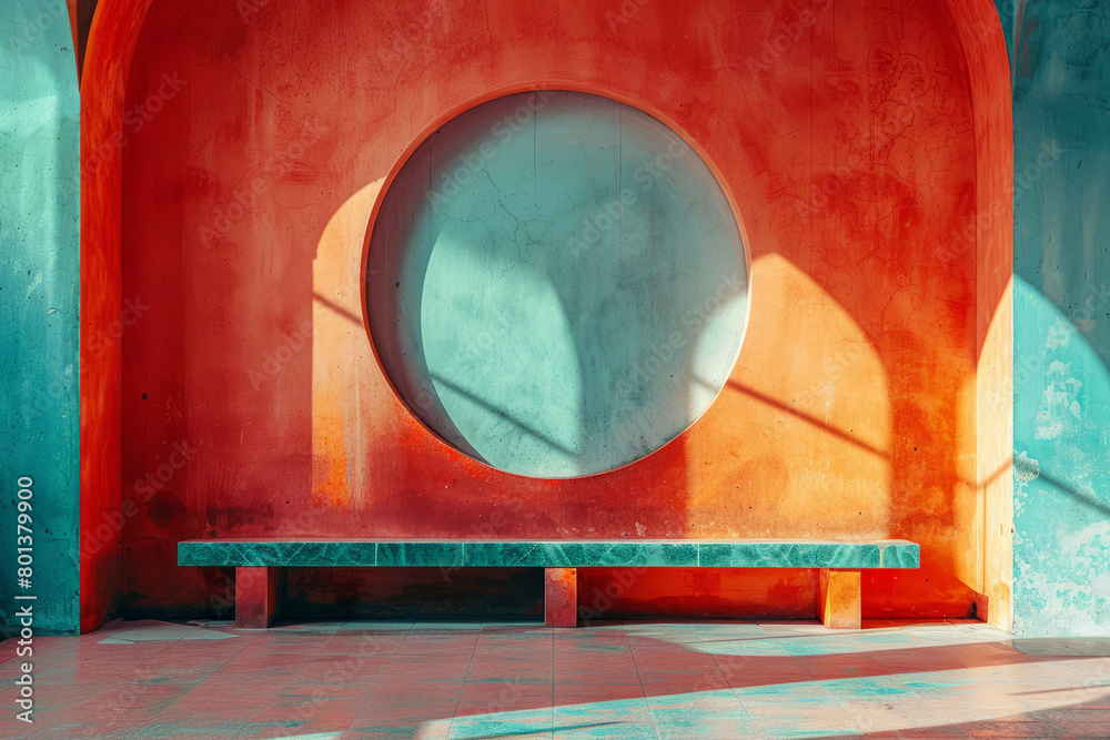Poster A composition focused on balance, featuring symmetrical shapes and harmonious colors that create a sense of stability,