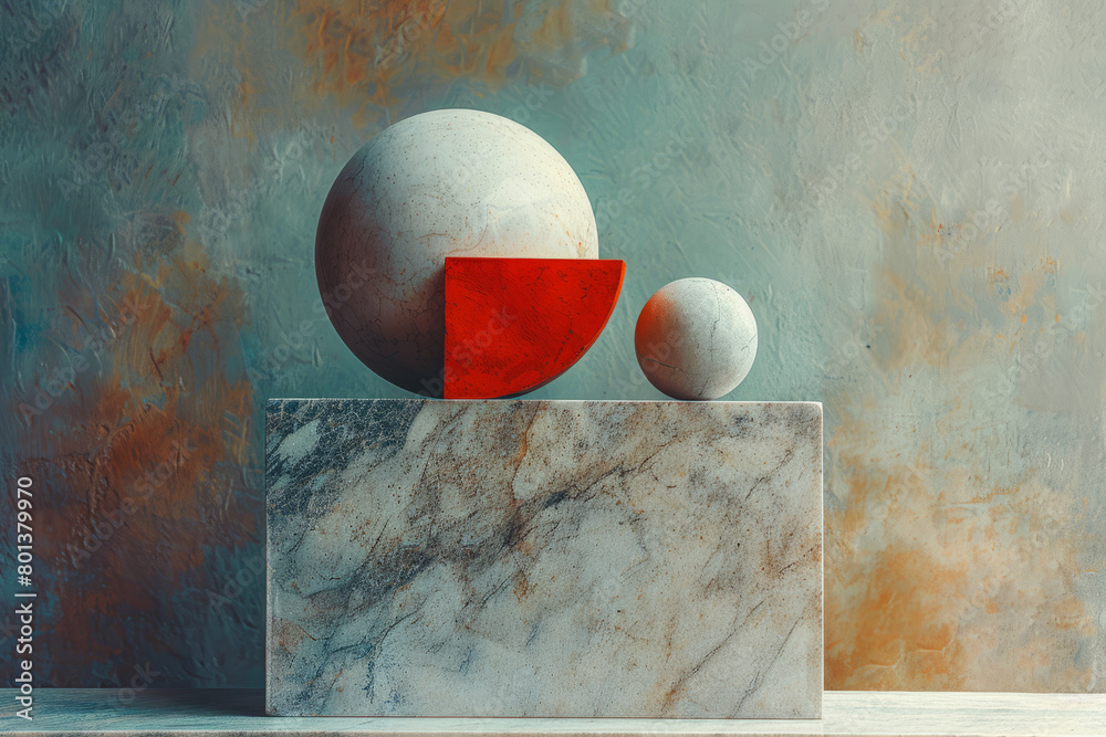 Poster A composition focused on balance, featuring symmetrical shapes and harmonious colors that create a sense of stability,