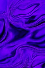 Obraz premium Abstract wavy background in purple and blue hues with a glossy, liquid metal appearance, wallpapers, or graphic design elements. Black blue purple silk satin. Сopy space for text or product 
