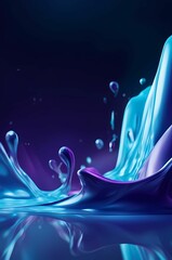 Abstract wavy background in purple and blue hues with a glossy, liquid metal appearance, wallpapers, or graphic design elements. Black blue purple silk satin. Сopy space for text or product 