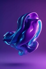 Abstract wavy background in purple and blue hues with a glossy, liquid metal appearance, wallpapers, or graphic design elements. Black blue purple silk satin. Сopy space for text or product 