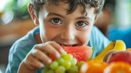 Close-Up of Child Eating Fruit