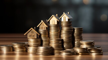 stack of coins concept of savings and investments, ai