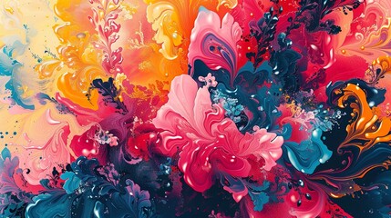 Abstract interpretation of florals with a psychedelic touch, perfect for vibrant, eye-catching designs.