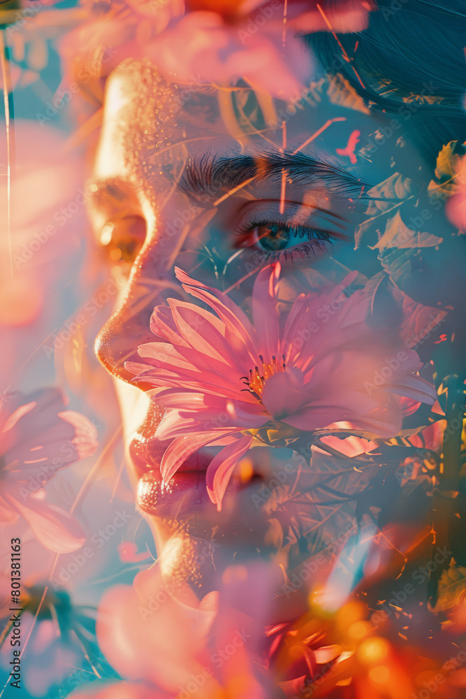 Aufkleber A dreamy collage using soft pastels and fluid, merging forms to evoke a sense of ethereality and wonder,