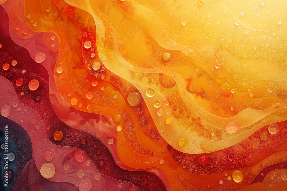 Poster an artwork focused on the emotion of joy, using bright, spreading patterns and warm colors like oran