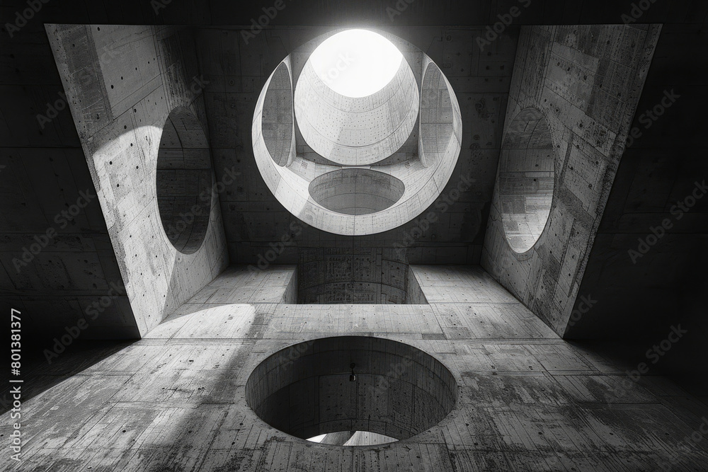 Aufkleber an arrangement of geometric shapes that gives the illusion of looking both inward and outward simult