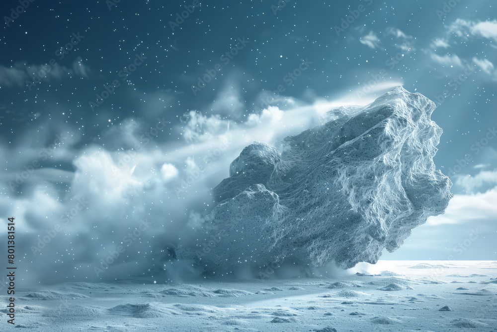 Leinwandbilder a 3d model of an icy comet nucleus, revealing its structure as it heats up and releases jets of gas 