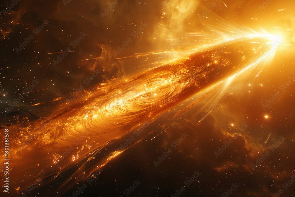 Leinwandbilder a realistic simulation of a comet passing close to a fiery sun, showing the tail development and sol