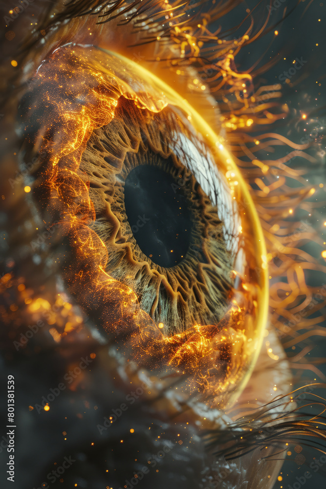 Aufkleber a 3d model of the helix nebula, focusing on its eye-like appearance and intricate gas filaments,