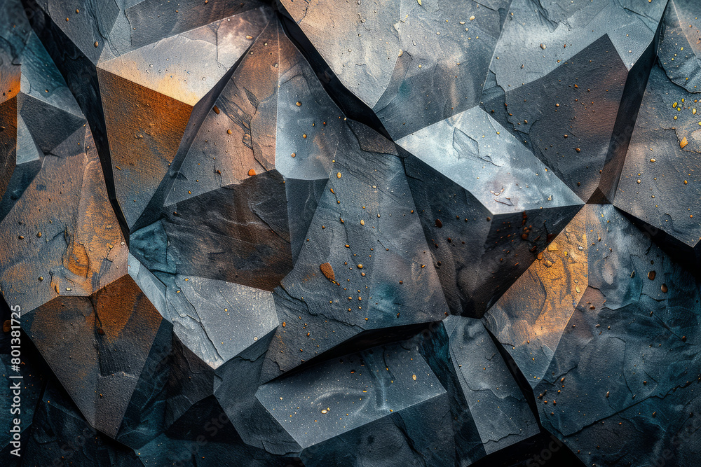 Aufkleber A 3D rendering of a granite surface, with a complex pattern of interlocking crystals and speckled coloration,