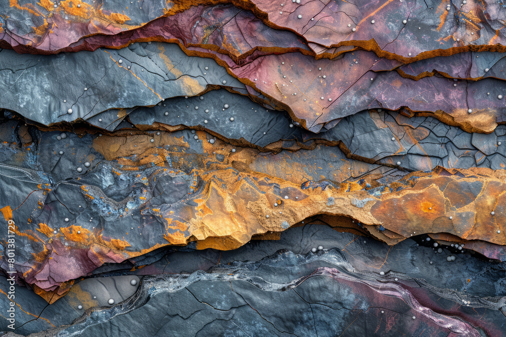 Poster A 3D rendering of a granite surface, with a complex pattern of interlocking crystals and speckled coloration,