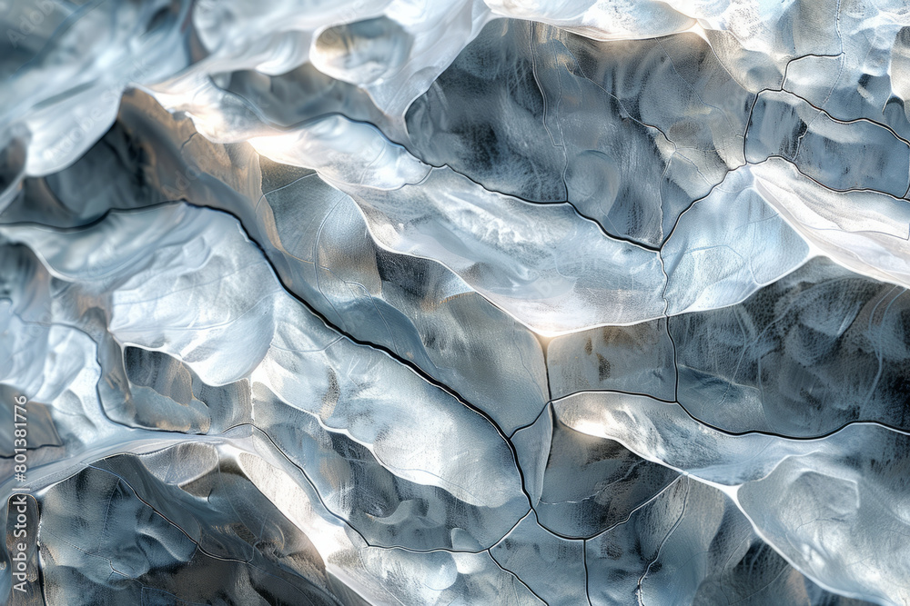 Fototapete A 3D rendering of flint stone, with its shiny, glass-like surface and sharp fractures,