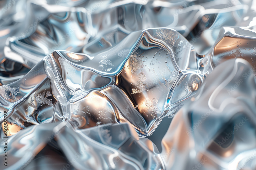 Aufkleber A 3D rendering of flint stone, with its shiny, glass-like surface and sharp fractures,