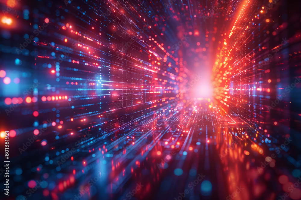 Leinwandbilder A quantum computing interface, visualizing qubits in 3D space and their entanglement connections,