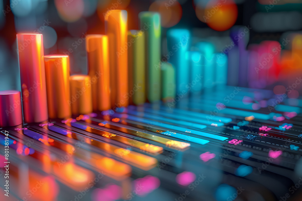 Poster a corporate data visualization tool with 3d charts and graphs that executives can interact with to d
