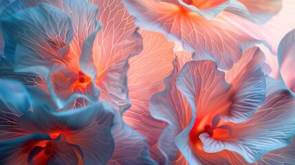 Close-up view of solarized floral textures, where natural shapes are transformed into abstract art. 
