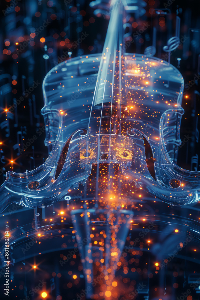 Leinwandbilder A dynamic 3D representation of a musical composition where notes and instruments visually respond to the music being played,
