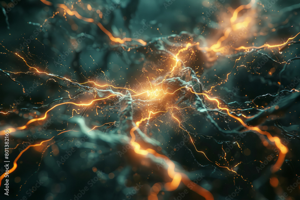 Leinwandbilder a simulation of fractal lightning, branching out in a beautifully chaotic display of electricity,