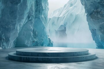 Ice cave with a podium in the center