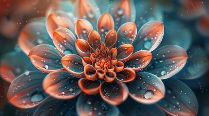 Macro perspective on an abstract floral mandala, capturing the delicate balance between nature and geometric art. 