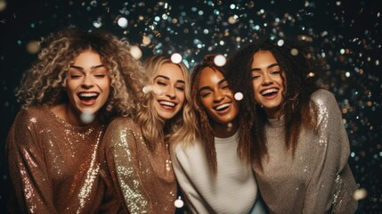 Fototapeta premium group of friends fun party, ai