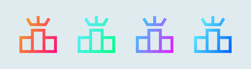 Leader board line icon in gradient colors. Competition signs vector illustration.