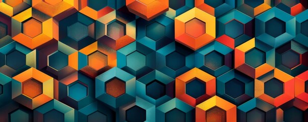 A 3D rendering of a honeycomb pattern in warm colors with subtle lighting.