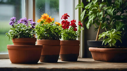 A flower pot in which different species are planted, flowers that provide a beautiful fragrance.