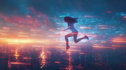 Naklejka premium Dynamic Energy: A Powerful Leap Towards Progress