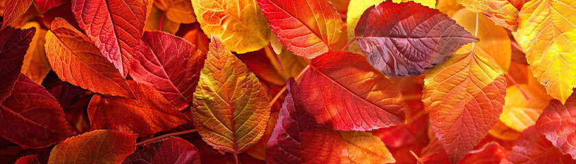 Crisp Autumn Leaves Pile: Close-Up of Textured and Colorful Autumn Leaves Pile in Seasonal Scene