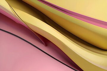Contemporary 3D Abstract Background with Curvy Surface. Yellow and Pink Wallpaper with Copy-Space Generative AI