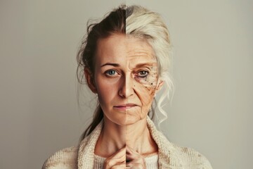 Babyboomer aging stages revealed through skin splits, facial contrasts, and color hair secrets for sustained care.