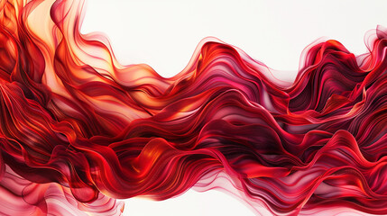 An image of swirling tidal waves in bright red and burgundy, isolated on a white background. Captured in high-definition, the waves exhibit a fiery, passionate appearance with detailed textures.