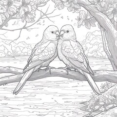 lovebird drawing Coloring book page