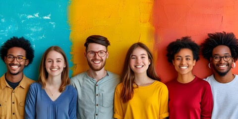 Diverse group of young professional adults representing inclusive team and community in studio setting