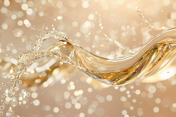 A champagne wave, delicate and sparkling, flows over a champagne background, symbolizing celebration and elegance.
