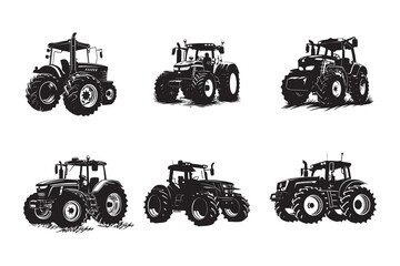 A tractor Vector black clipart isolated on a white background, A farm Tractor Silhouette  © BINDASBIPLOB