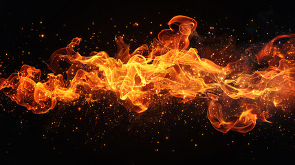 Fire flame particles warm burn isolated on black overlay background wallpaper