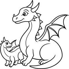 Dragon coloring pages. Dragons animal line art