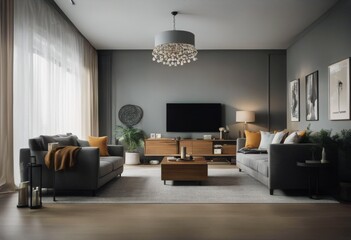 Fototapeta premium room interior wall retro empty features beautiful living grey The style